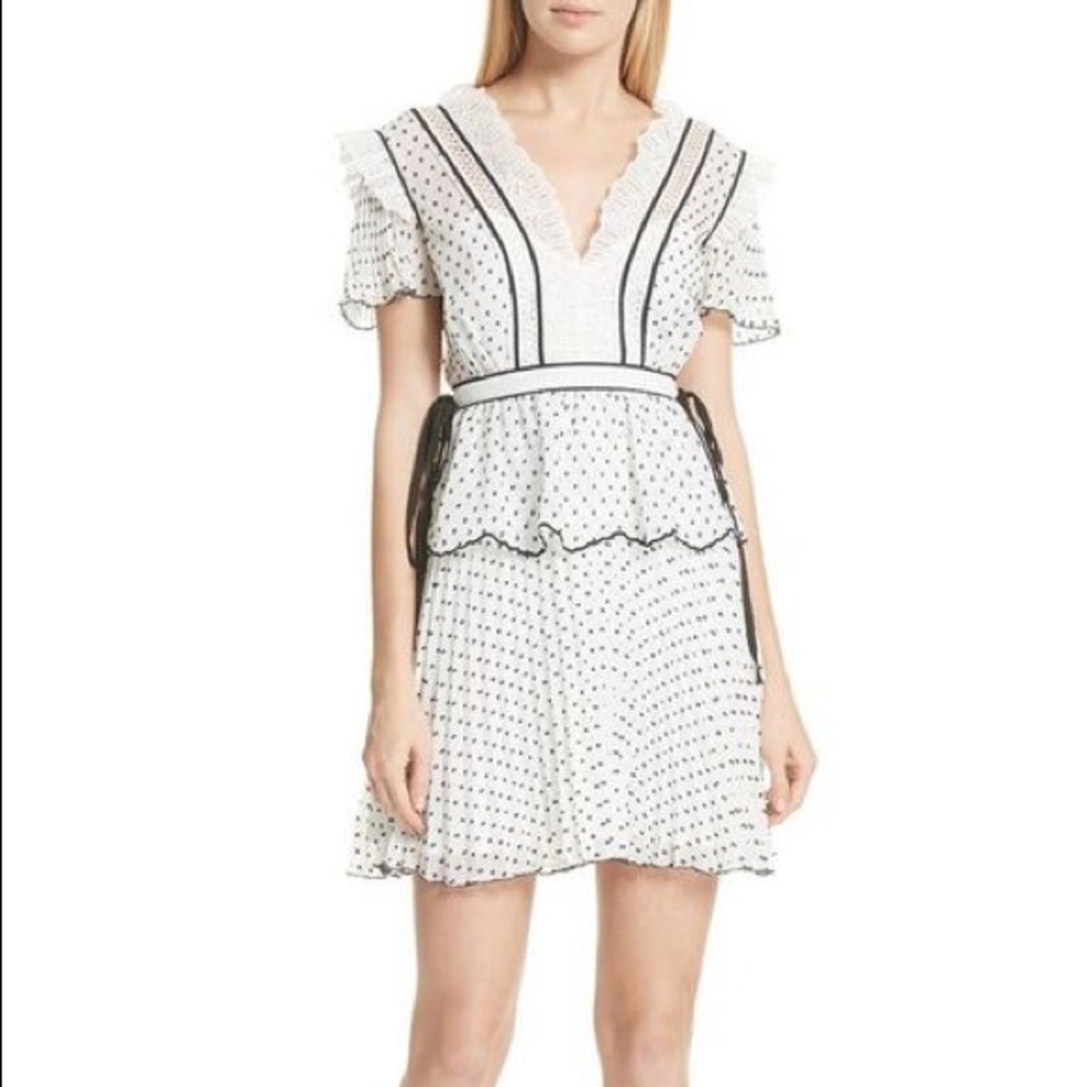 Self-Portrait Pleated Plumetis Dress